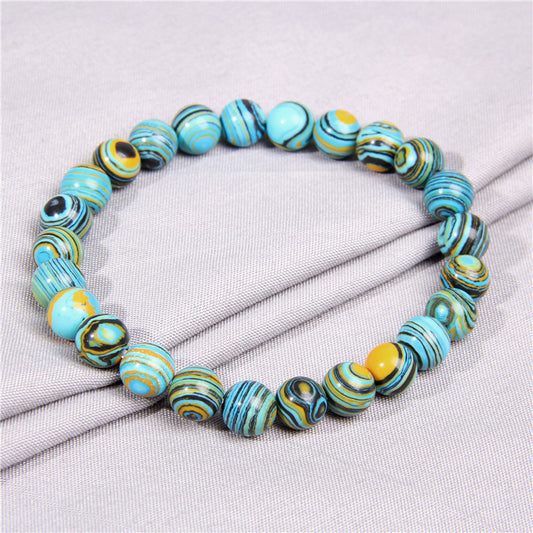 Men's Natural Stone Beads White Turquoise Elastic Bracelets
