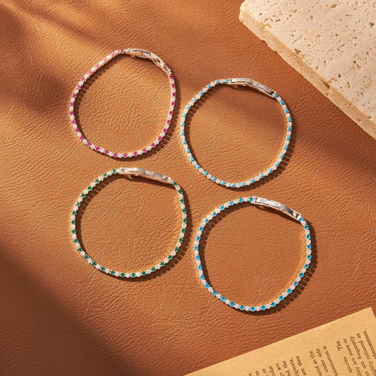 Color Zircon Matching Cool Feeling Exquisite White Bracelets