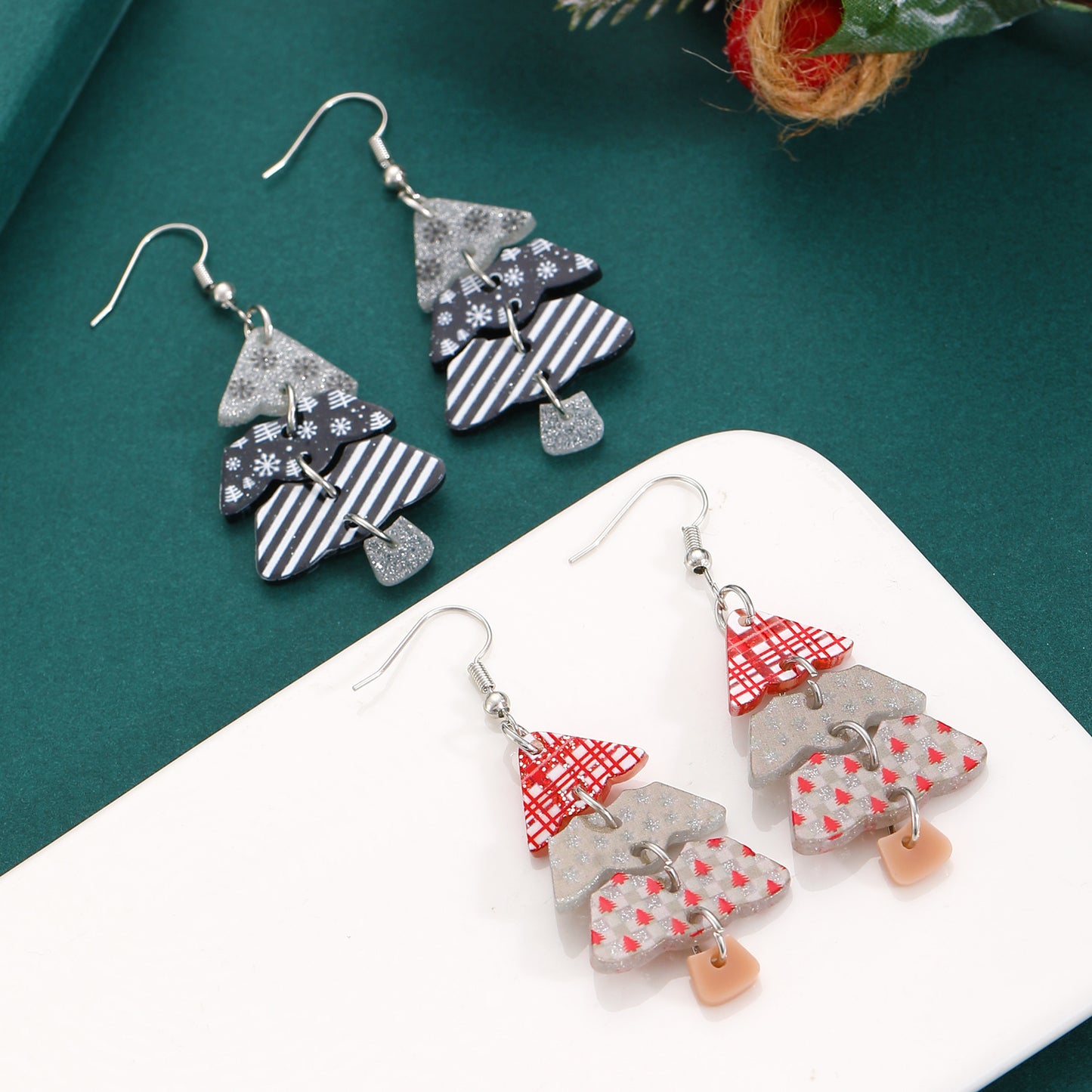 Christmas Ornaments Female Creative Tree Acrylic Earrings