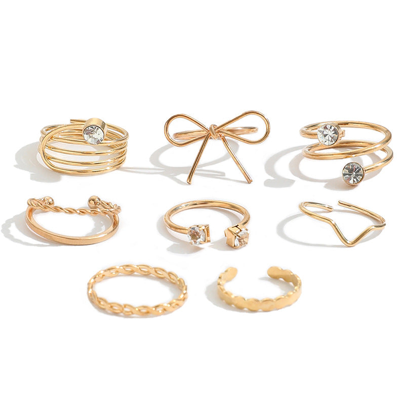 Hair Cold Wind Bow Twist V-shaped Open Rings