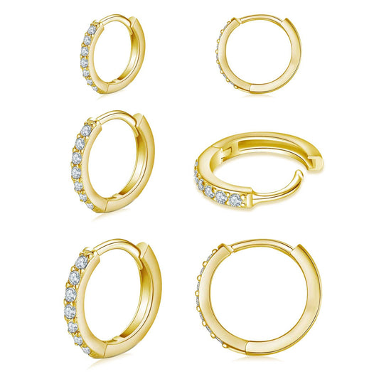 Women's Brass Real Gold Plating Simple Inlaid Zircon Fashion Circle Earrings