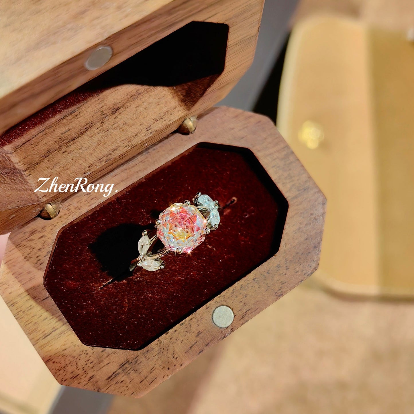 Women's Rose Cut Klein Blue Inlaid Red High Carbon Rhinestone Ear Rings