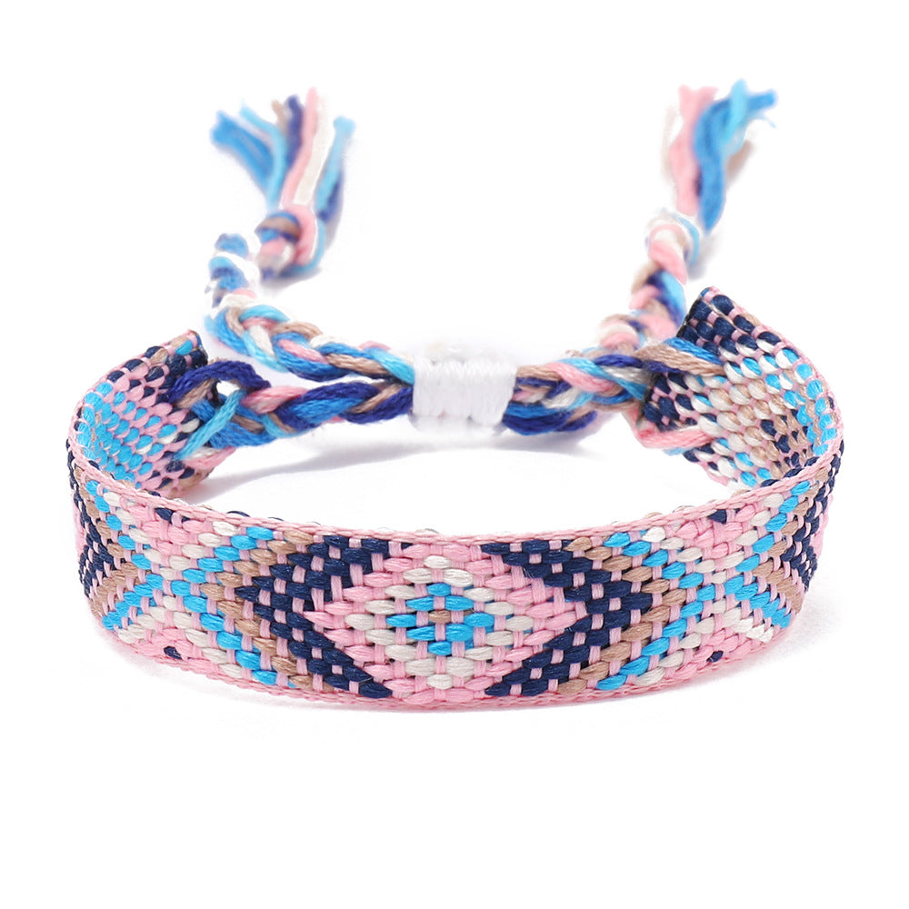 Women's Style Plaid Cotton Linen Colorful Nepal Bracelets