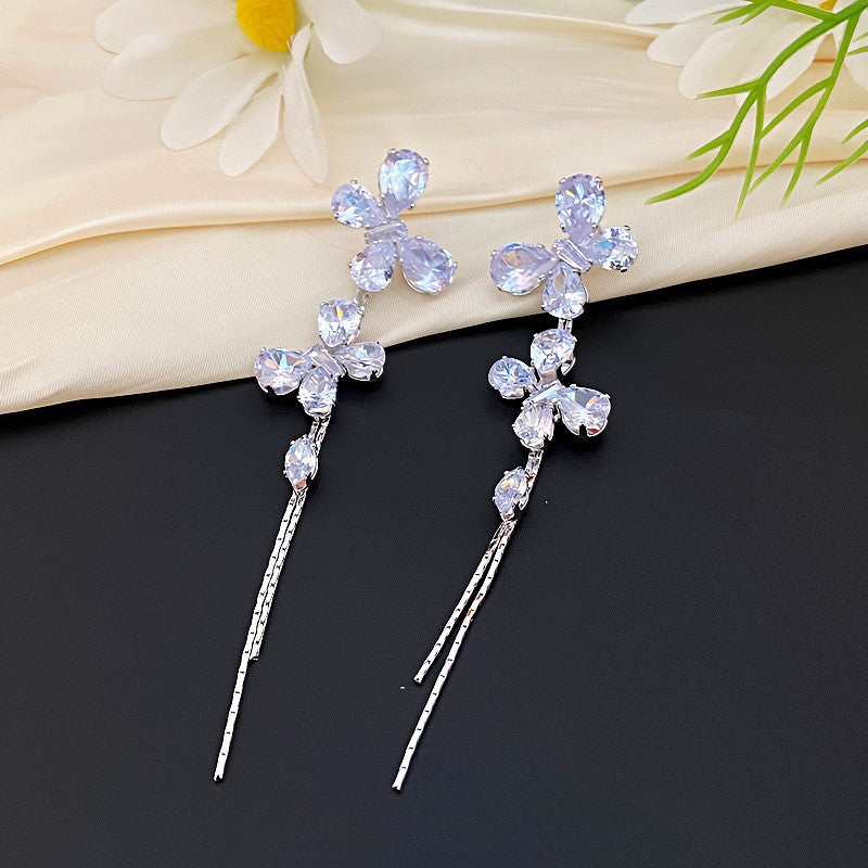 Women's Zircon Long Water Drop Zirconia Light Earrings