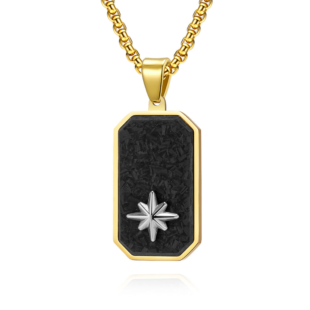 Men's Forged Marbled Carbon Fiber Dog Tag Pendants