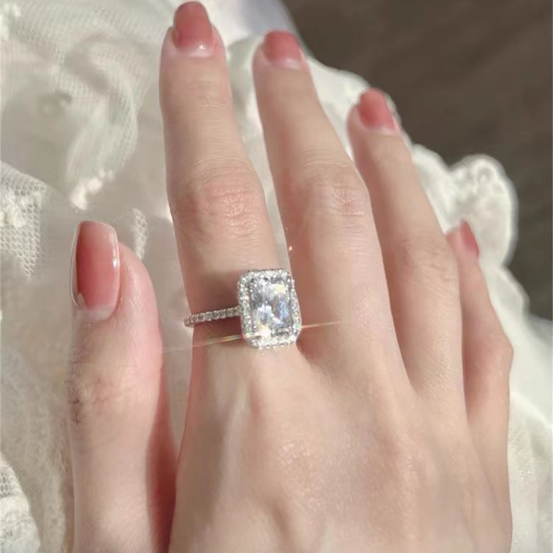 High Carbon Diamond Rock Candy Female Trendy Light Rings