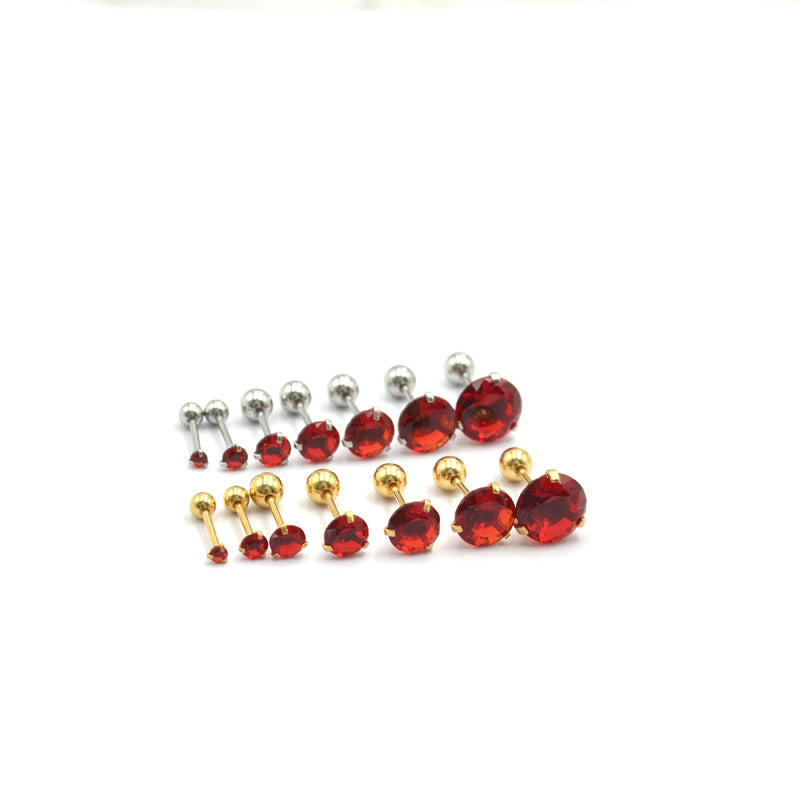 Steel Thread Ball Ear Bone Pin Earrings