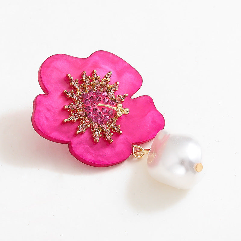 Acrylic Flower Alloy Spot Drill Fashion Earrings