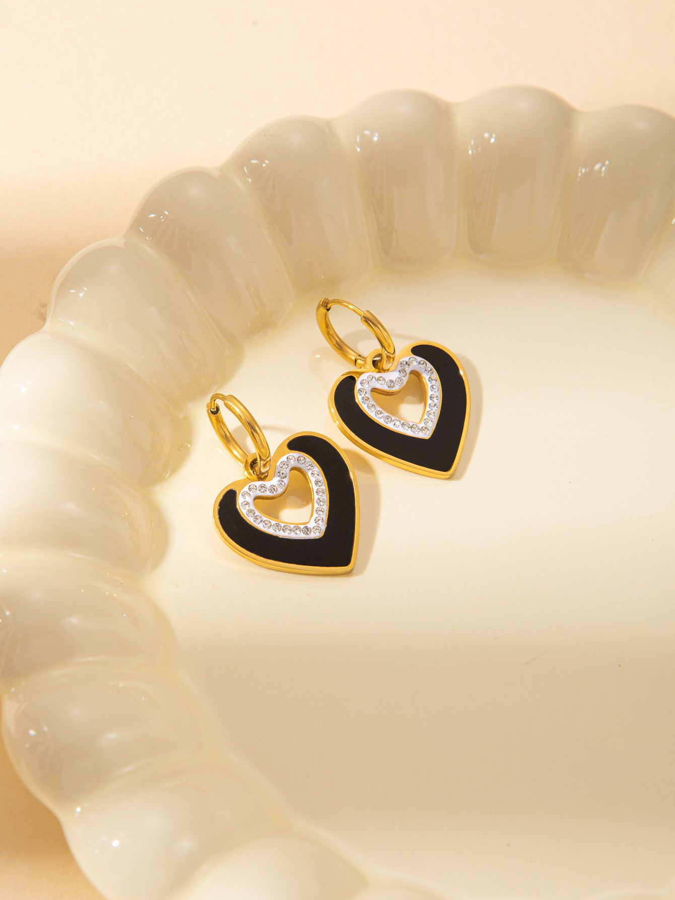 Women's Female With Hearts Zircon Light Luxury Design Earrings