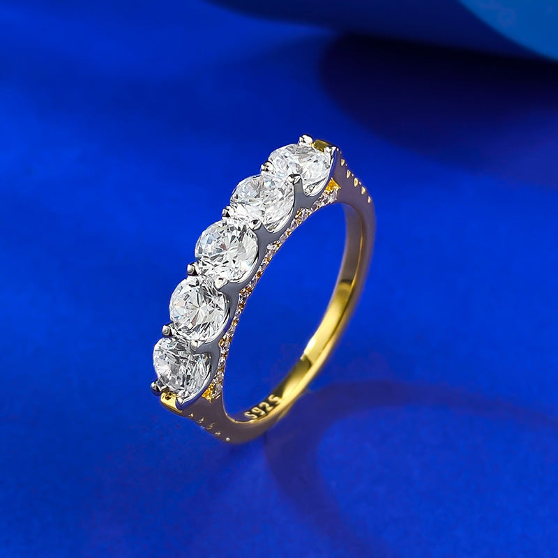Women's Sier Fashion Single Row Diamond Rings