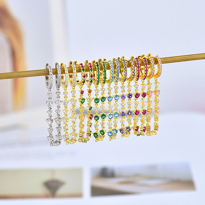 Women's Diamond Ear Chain Double Clip Fashion Trend Eardrop Earrings