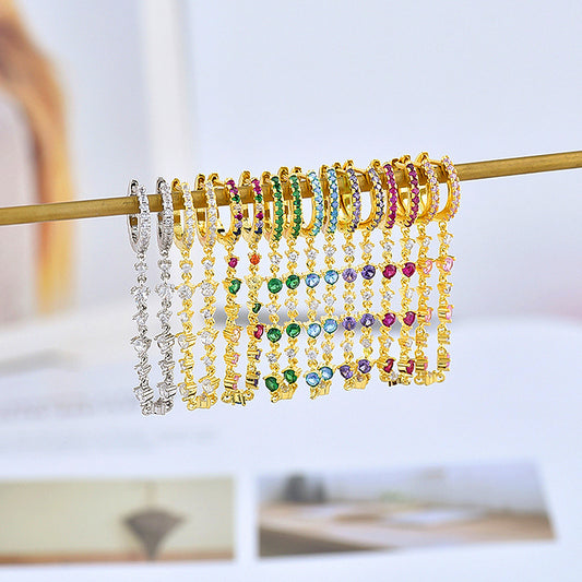 Women's Diamond Ear Chain Double Clip Fashion Trend Eardrop Earrings