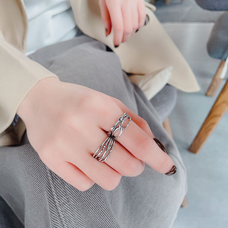 Sterling Sier Twisted Irregular Line Style Rings