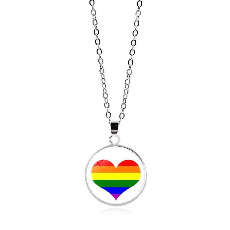 Rainbow Striped Love Female Versatile Gay Necklaces