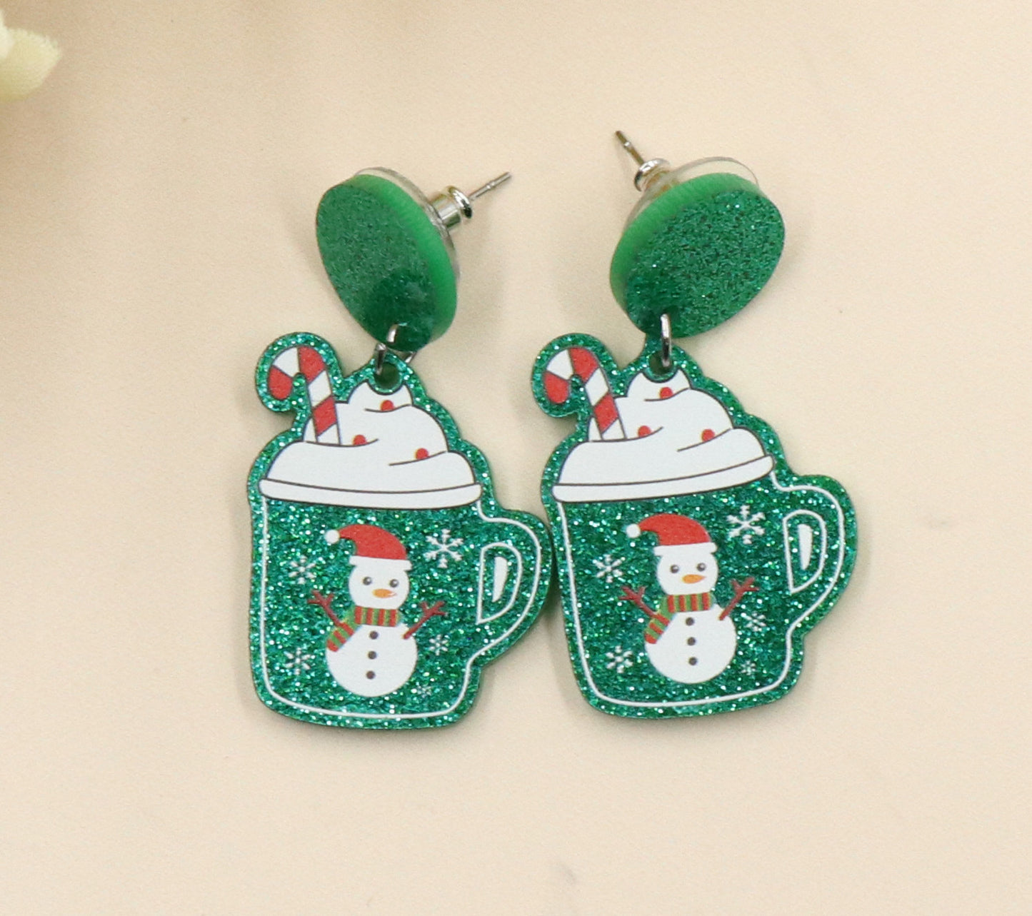 Christmas Tree House Cup Female Design Earrings