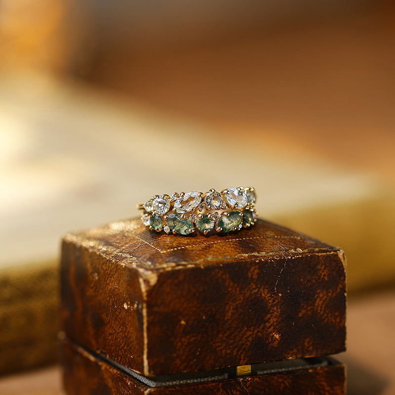Spring Fashion Moss Natural Topaz Female Rings