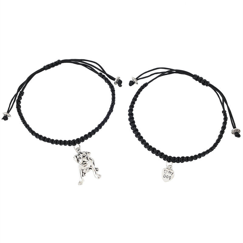 Knot Dog Woven Hand Strap Black Bracelets