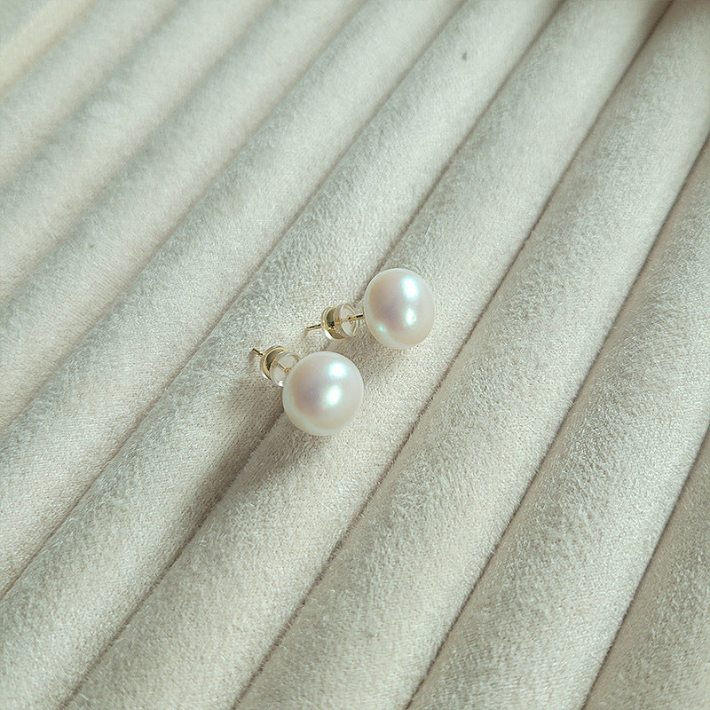 Pink Steamed Bread Pearl Female Ear Clip Earrings