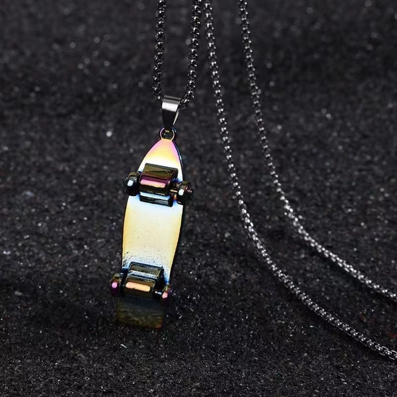 Children's Color Letters Skateboard Trendy Street Personality Necklaces