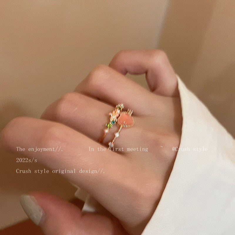 Graceful Versatile Opening Female Light Luxury Minority Design Sense Rings