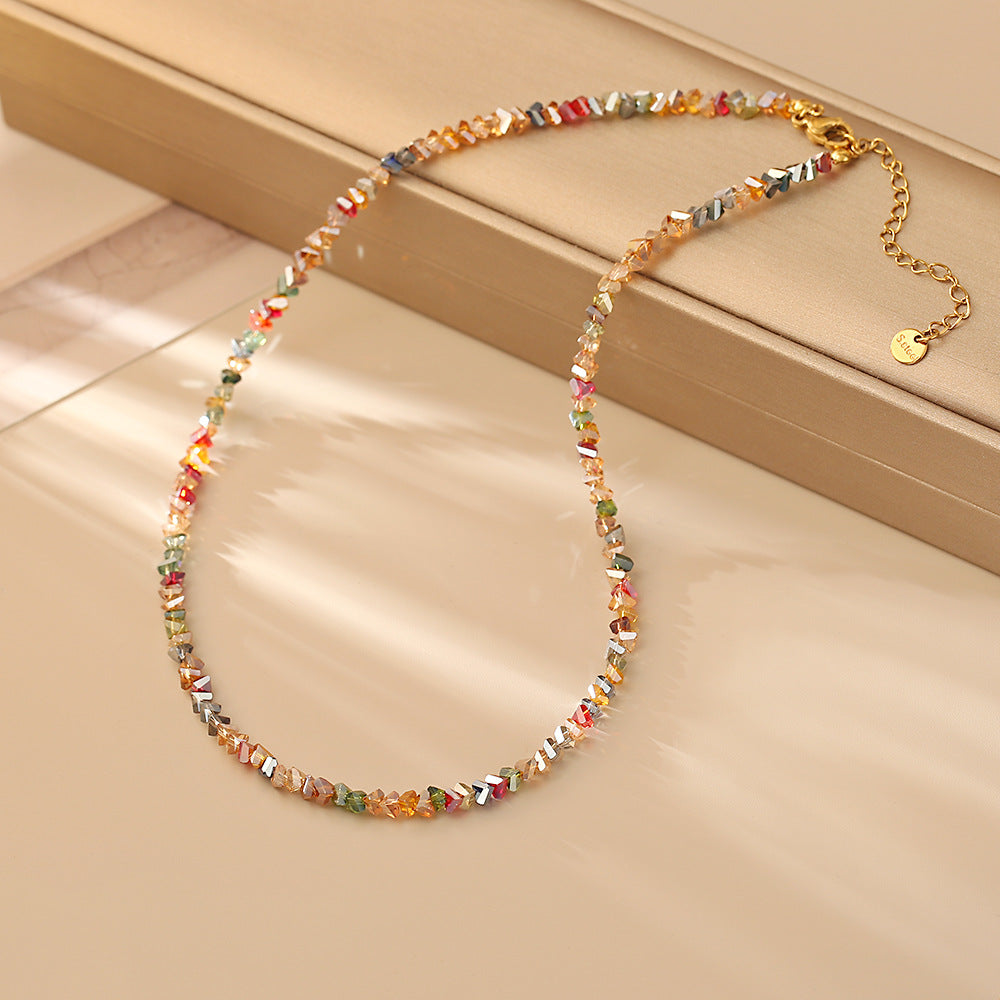 Crystal String Beads Sweet Fresh Pastoral Girly Style Clavicle Chain Necklace