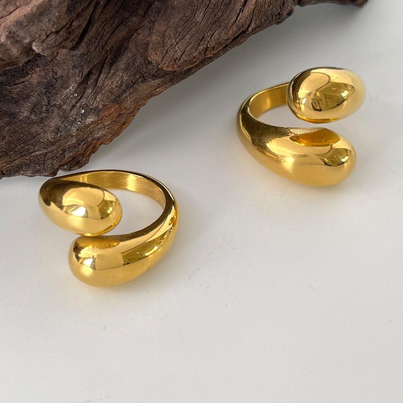 Water Drop Shape Gold Waterproof Color Retention Rings