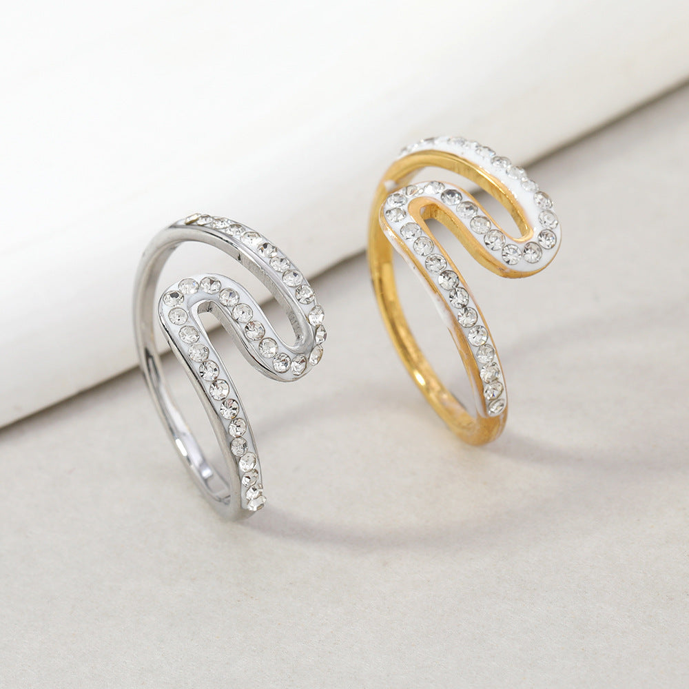 Geometric Affordable Luxury Style Irregular Wave Rings