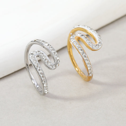 Geometric Affordable Luxury Style Irregular Wave Rings