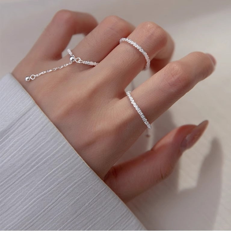 Women's Sier Sparkling Starry Sky Style Pull-out Rings