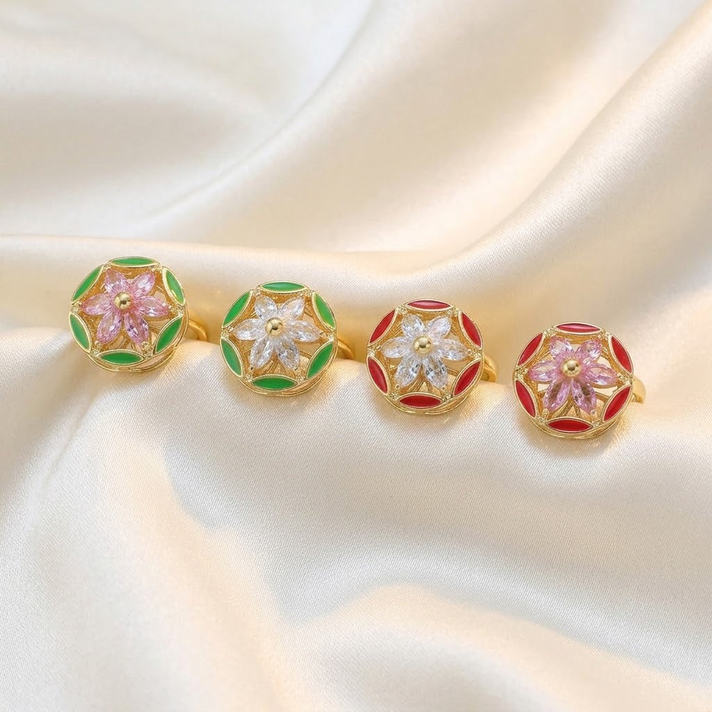 Female French Flower Rotating Open Niche Adjustable Index Ring