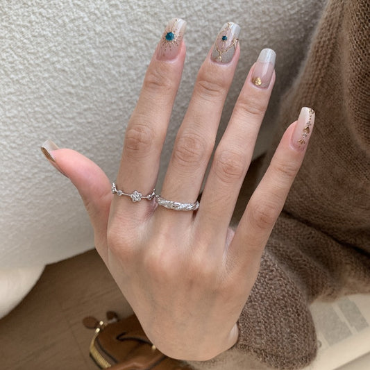 Diamond Flower Exquisite Hexapetalous Flowers High Sense Elegance Rings