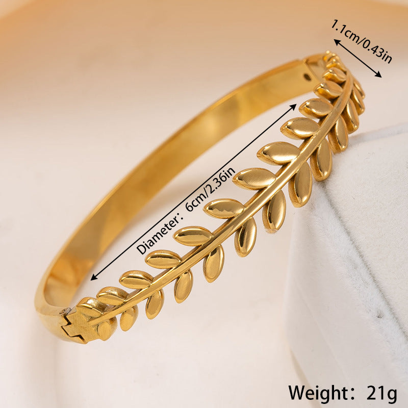 Titanium Steel Fashion Gold-plated Open Wheat Stainless Bracelets