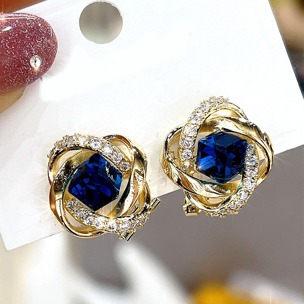 Unique Light Luxury Temperament Premium Spiral Color Geometric Stud Earrings