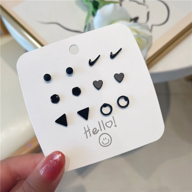 Sweet Cool Unisex Black High-grade Geometric Earrings