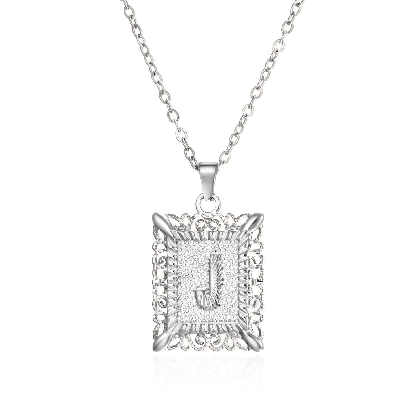 Stainless Steel Letter Hollow Square Titanium Necklaces