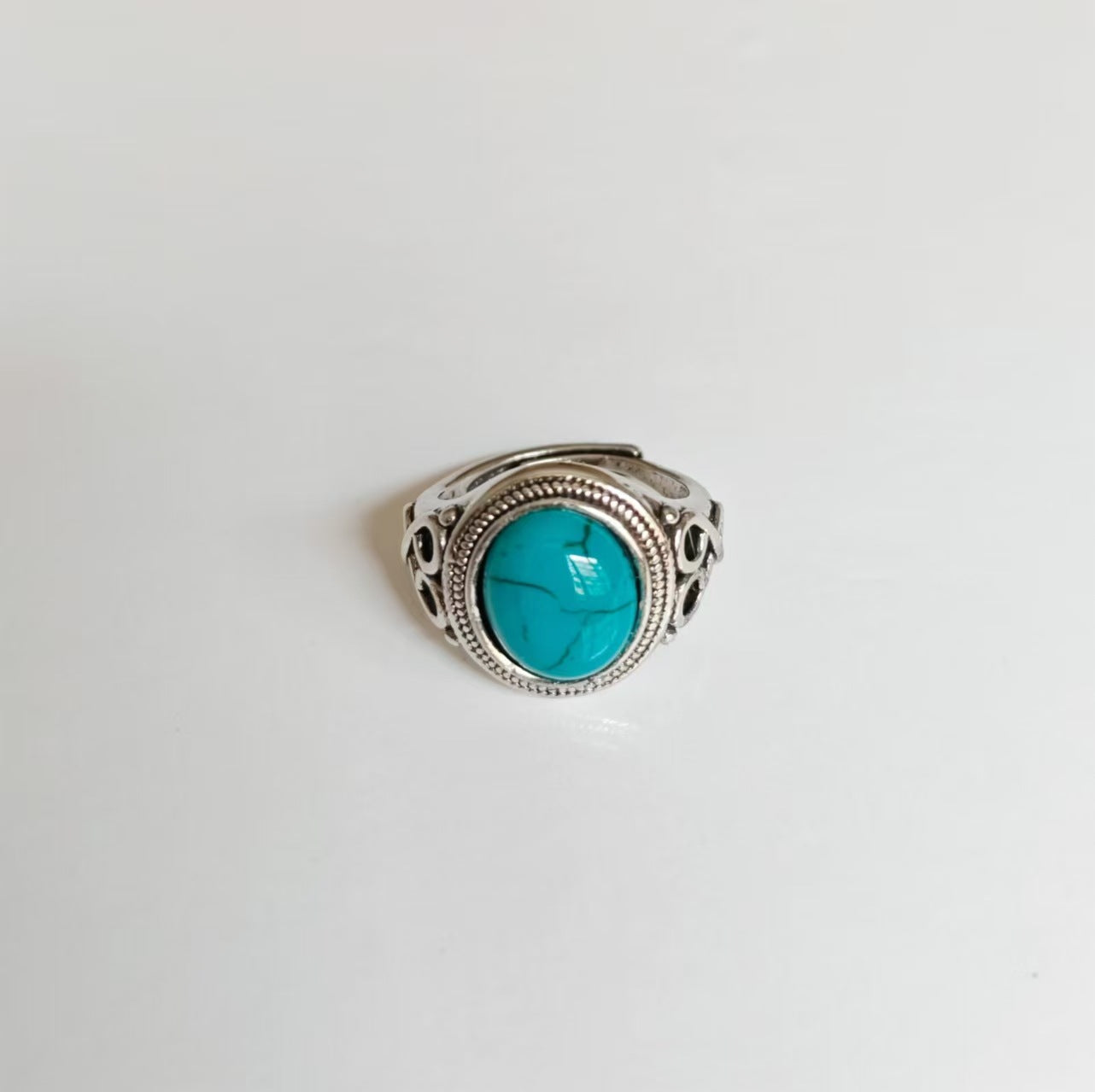Unisex Imitation Turquoise Open Adjustable Ornament Rings