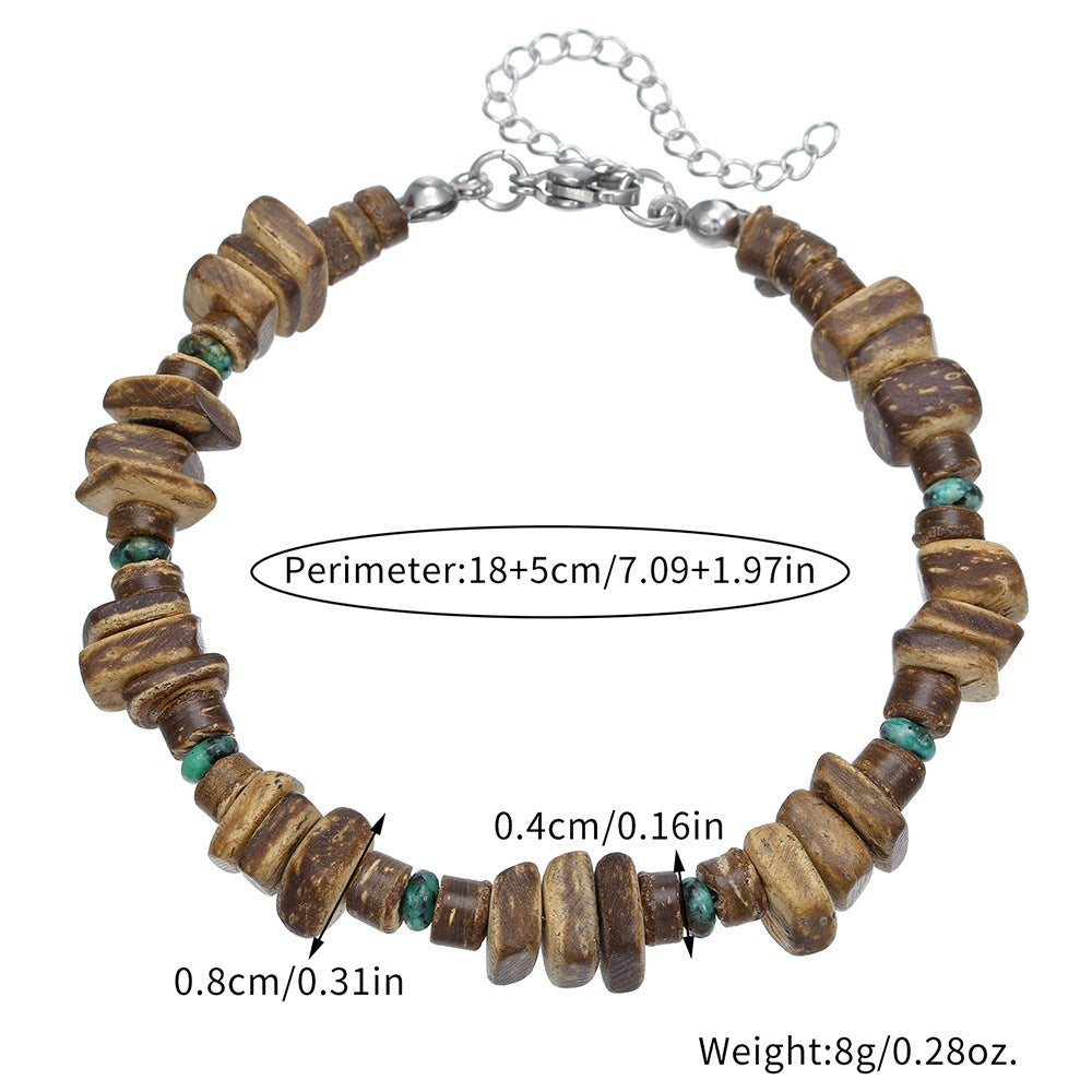 Women's & Men's Freshwater Shell Wooden Bead Beaded Niche Stainless Bracelets