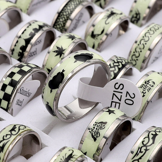Luminous Mixed Stainless Steel Couple Polished Rings