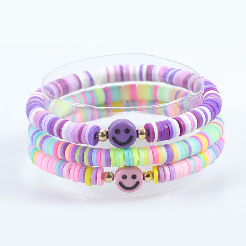 Polymer Clay Suit Pink Smiley Face Bracelets