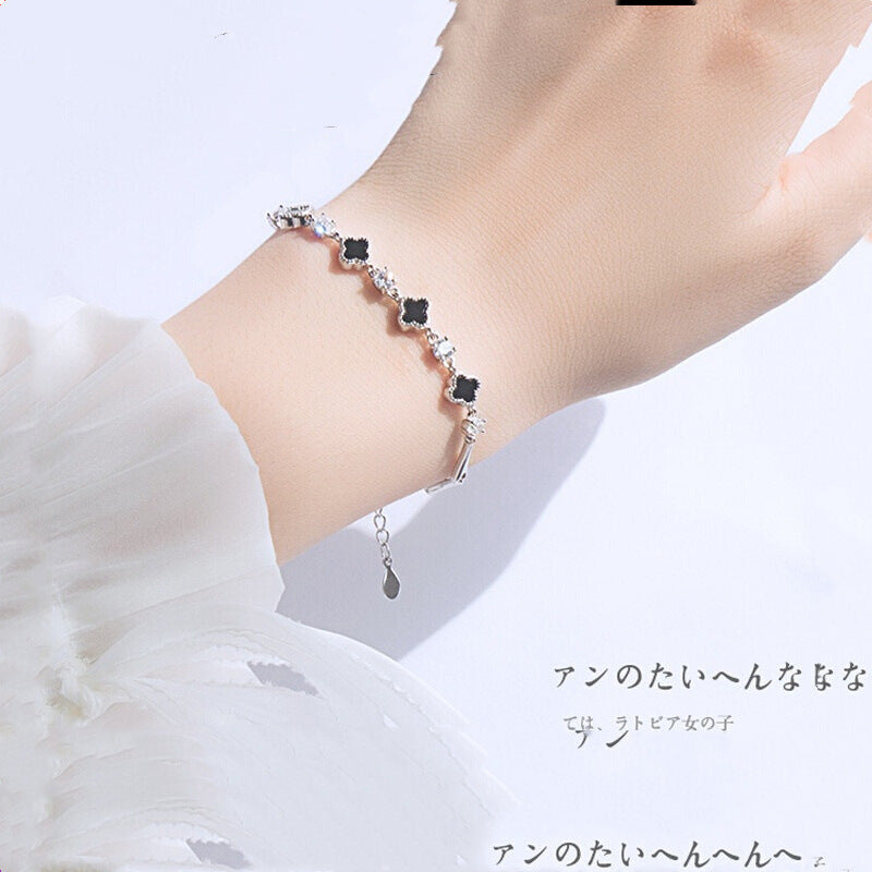 Women's Niche Design Black Agate Clover Live Bracelets