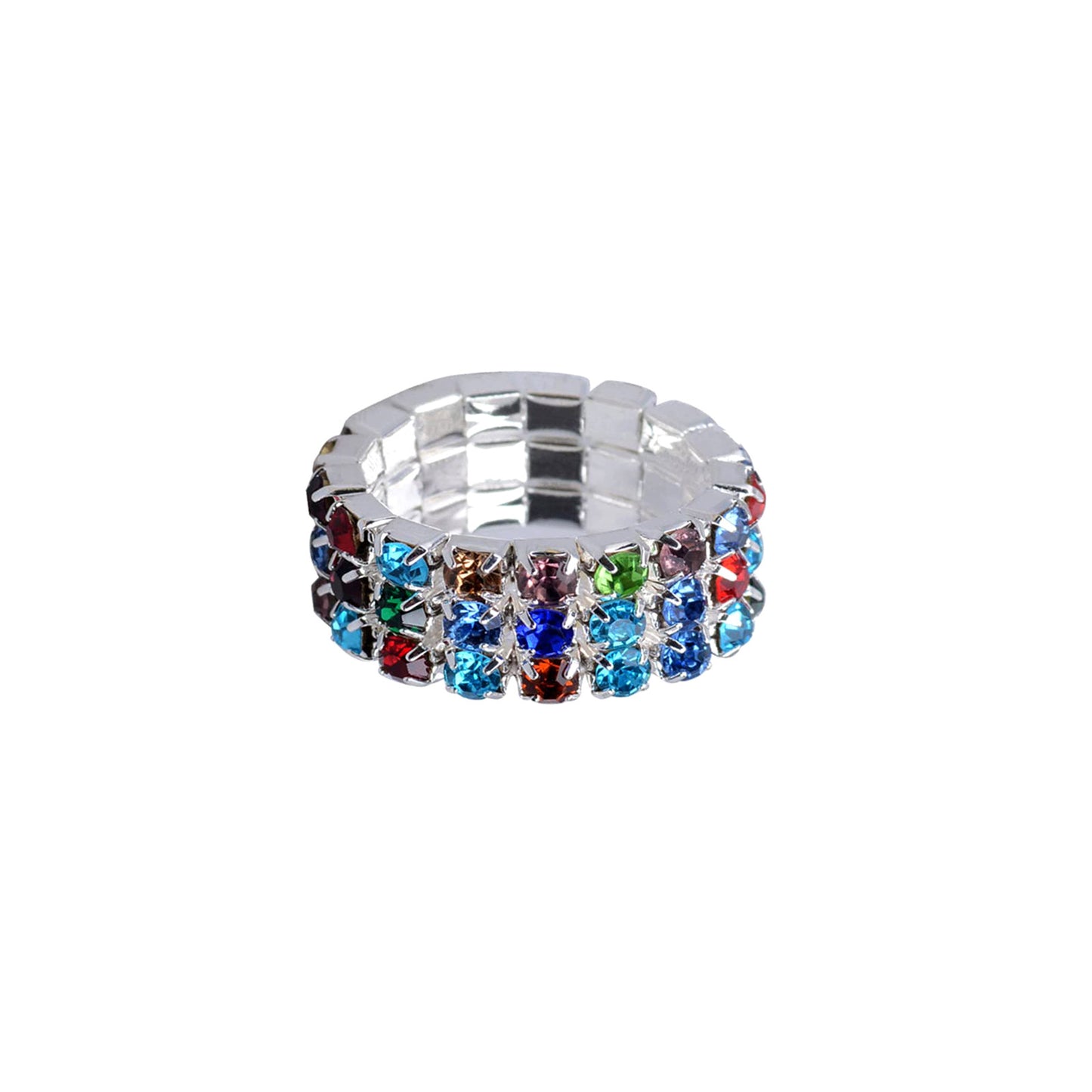 Elastic Full Diamond Shiny Fashion Simple Twin Colorful Rings