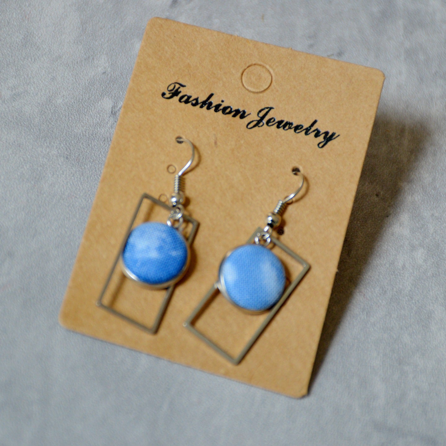 Blue Dyed Fabric Ethnic Style Handmade Simple Inlaid Earrings