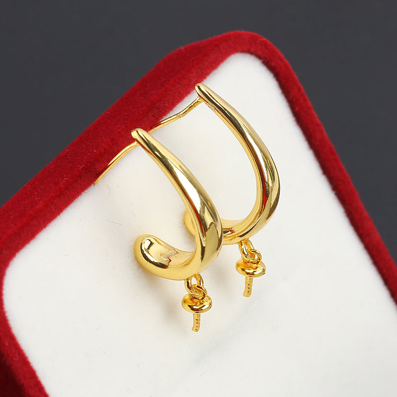 Women's Simple Glossy Pearl Gilded Eardrop Frame Earrings