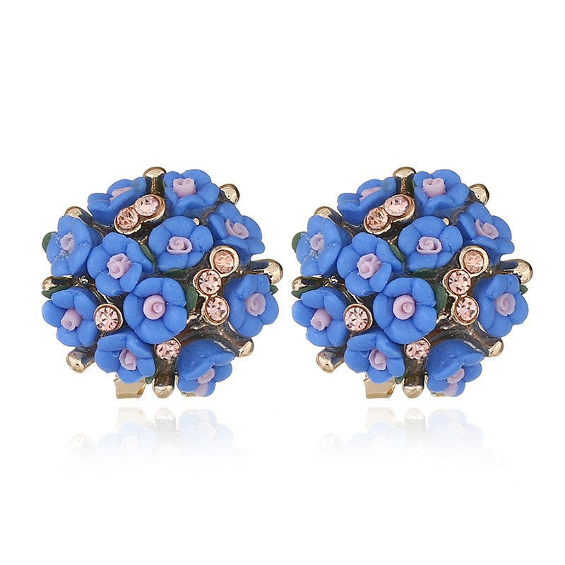 Ceramic Flower Small Commodity Rose Ear Stud Earrings
