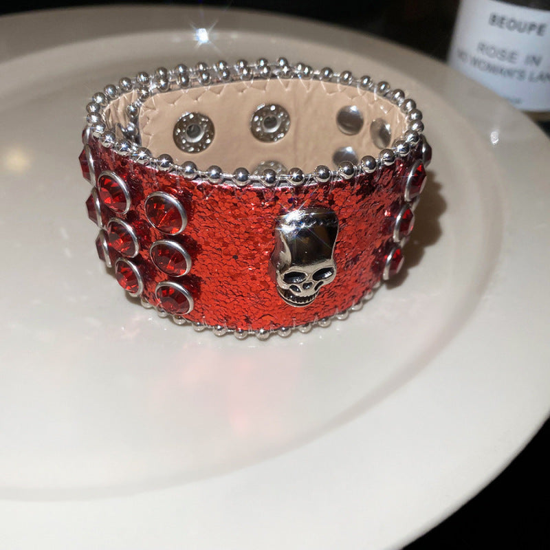 Women's Deep Coffee Leopard Retro Exaggerated High Bracelet