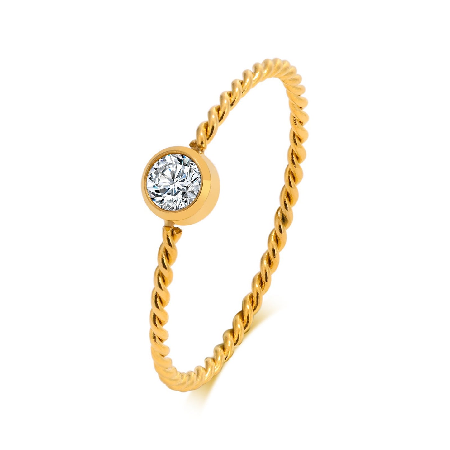 Women's Titanium Steel Black White Zircon Oval Water Drop Rings