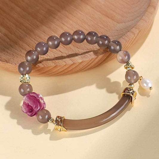 Strawberry Crystal Gray Moonlight Half Beaded Female Niche Bracelets