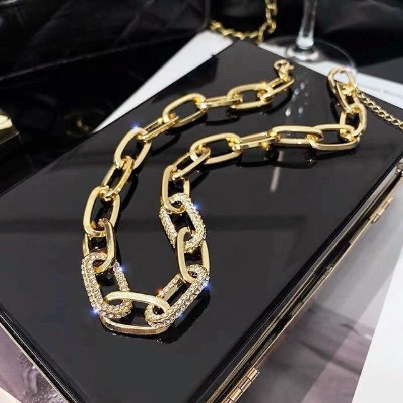 Rhinestone Thick Chain Cool Retro Aloofness Style Necklaces