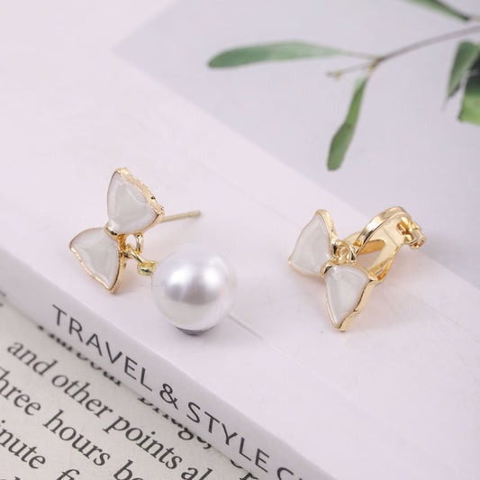 Design Ear Bowknot Elegant Golden Light Earrings