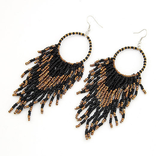 Cool Online Bohemian Style Bead Tassel Earrings